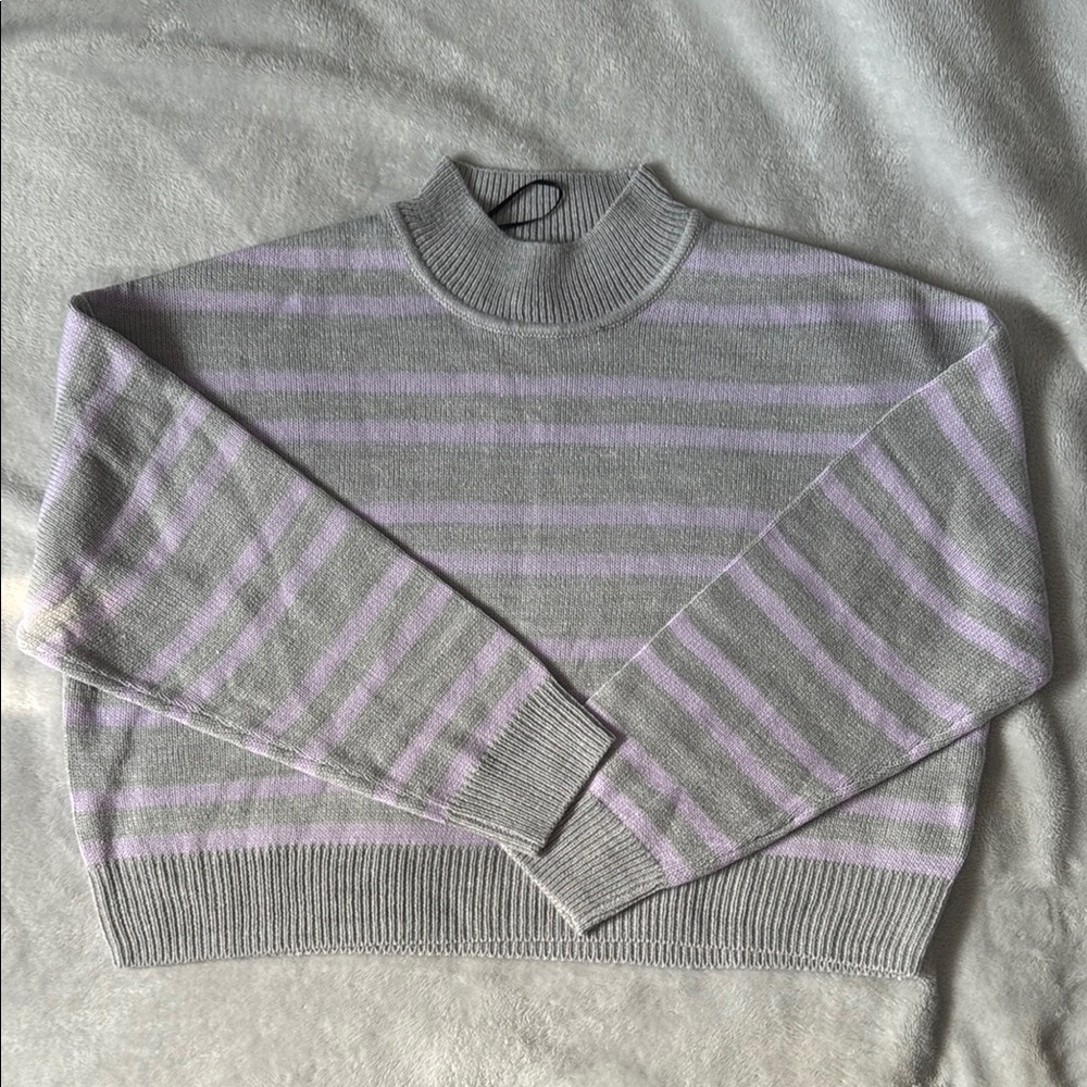 H&M Lavender and Gray Striped  Sweater